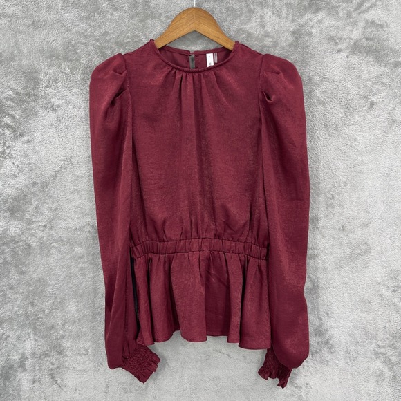 Glam Peplum Top Romantic Academia Regency Victorian Blouse Puff Sleeve Size S‎ - Picture 4 of 10